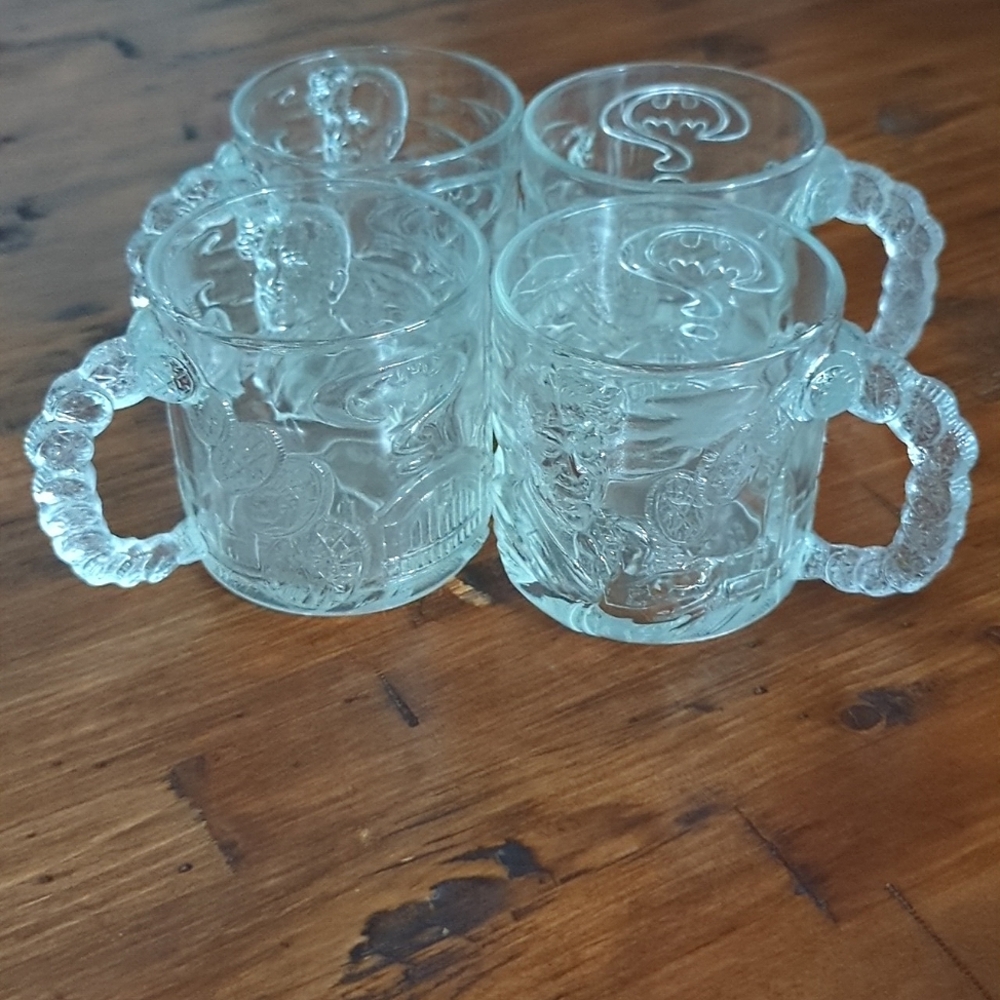 MCDONALD'S Batman Forever Vintage Collectable Mug Set Of 4 ~ EUC